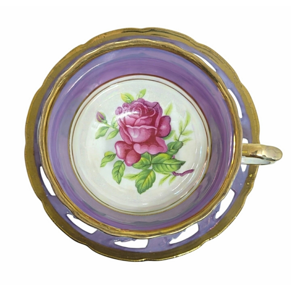 Vintage Thames Lusterware Rose Motif Teacup and Saucer - Picture 9 of 11